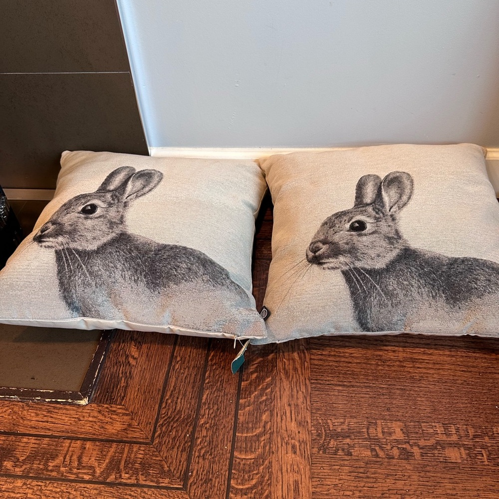 Simons Beige and Charcoal Rabbit Accent Pillow Pair